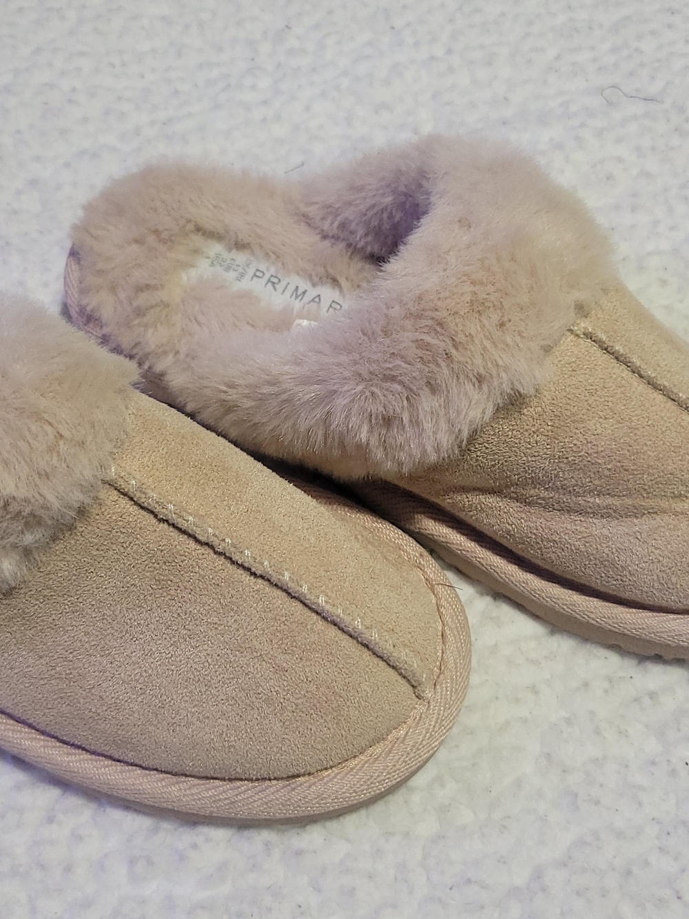 Primark Beige Faux Fur Lined Kids Slippers For Boys And Girls